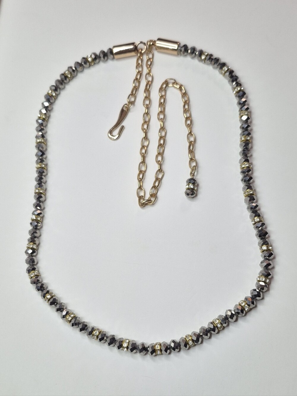 Vtg. Faceted Metalic Beads Necklace/Belt